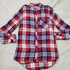 Kenneth Cole Reaction Plaid Button Down Rayon Size S